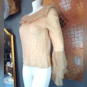 Zara Nwt Wool/ Alpaca Blend Beige Ruffle Sweater